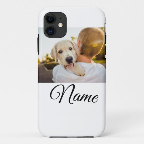 Simple colorful animal add name photo custom throw iPhone 11 case