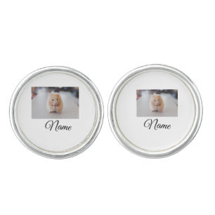 Simple colorful animal add name photo custom throw cufflinks