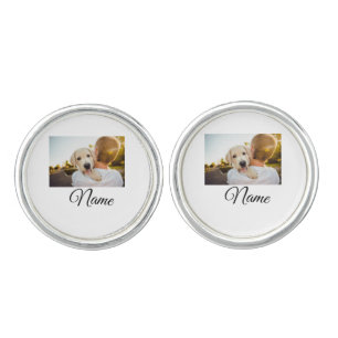 Simple colorful animal add name photo custom throw cufflinks