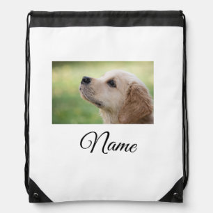 Simple colorful animal add name photo custom throw drawstring bag