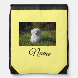 Simple colorful animal add name photo custom throw drawstring bag