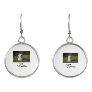 Simple colorful animal add name photo custom throw earrings