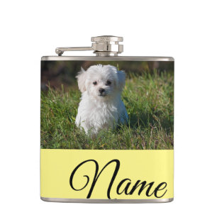 Simple colorful animal add name photo custom throw flask
