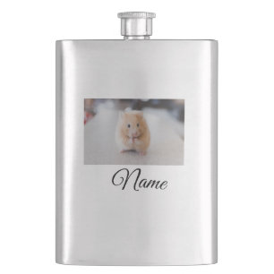Simple colorful animal add name photo custom throw flask
