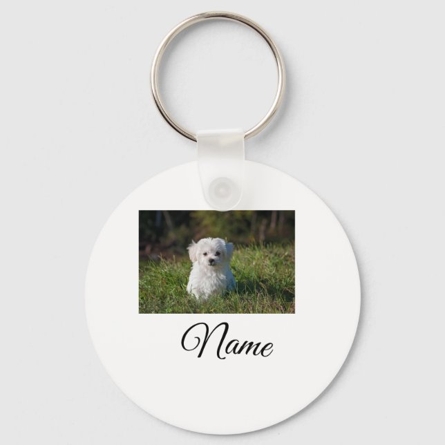 Simple colorful animal add name photo custom throw keychain (Front)
