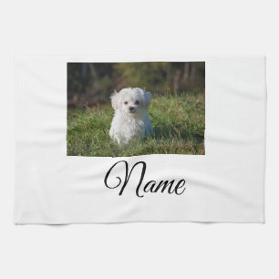 Simple colorful animal add name photo custom throw kitchen towel