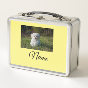 Simple colorful animal add name photo custom throw metal lunch box