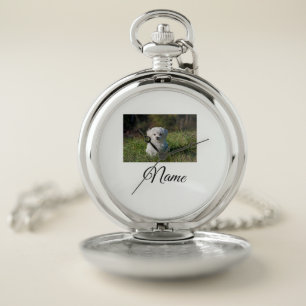 Simple colorful animal add name photo custom throw pocket watch