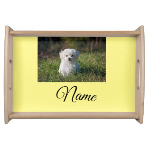 Simple colorful animal add name photo custom throw serving tray
