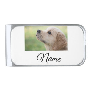 Simple colorful animal add name photo custom throw silver finish money clip