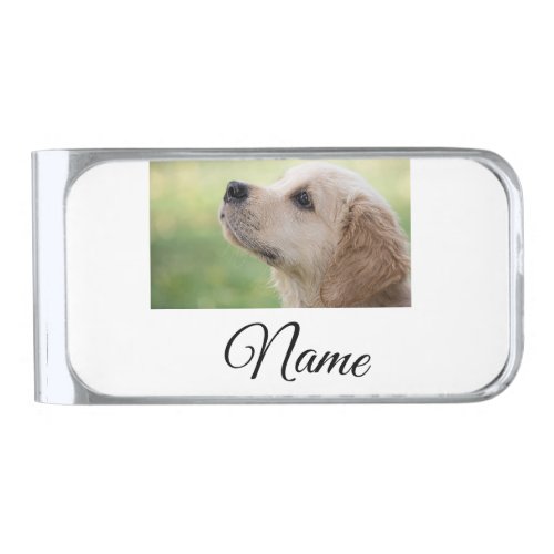 Simple colorful animal add name photo custom throw silver finish money clip