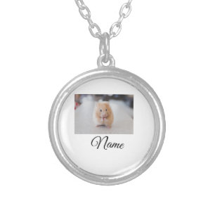 Simple colorful animal add name photo custom throw silver plated necklace