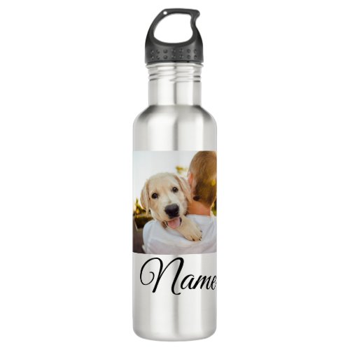 Simple colorful animal add name photo custom throw stainless steel water bottle
