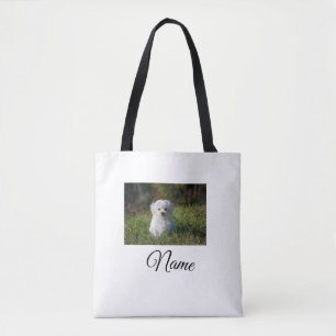Simple colorful animal add name photo custom throw tote bag