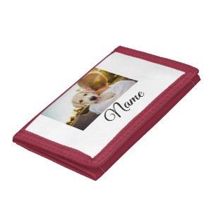 Simple colorful animal add name photo custom throw tri-fold wallet