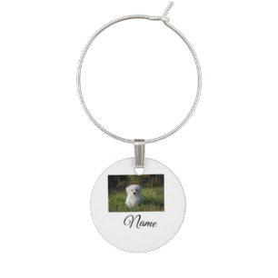 Simple colorful animal add name photo custom throw wine charm