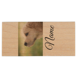 Simple colorful animal add name photo custom throw wood flash drive