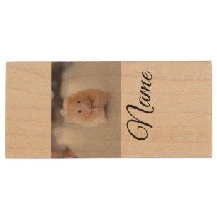 Simple colorful animal add name photo custom throw wood flash drive
