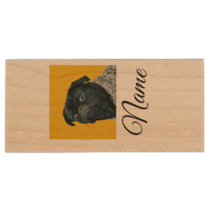 Simple colorful animal add name photo custom throw wood flash drive