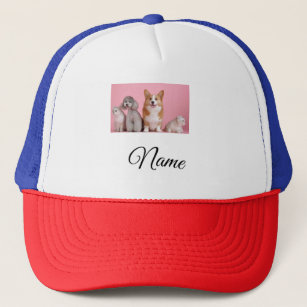 Simple colorful animal add name photo custom trucker hat