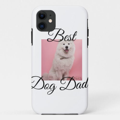 Simple colorful animal add name photo dog Dad gift iPhone 11 Case