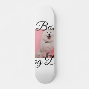 Simple colorful animal add name photo dog Dad gift Skateboard