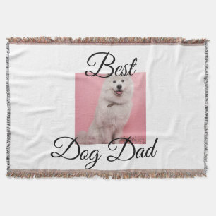 Simple colorful animal add name photo dog Dad gift Throw Blanket