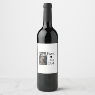 Simple colorful animal add name photo dog dad gift wine label