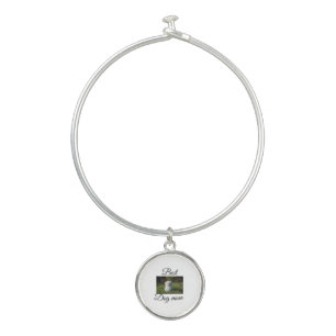 Simple colorful animal add name photo dog mom gift bangle bracelet