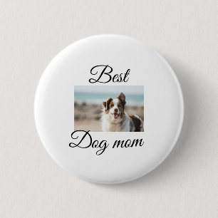 Simple colorful animal add name photo dog mom gift button
