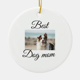 Simple colorful animal add name photo dog mom gift ceramic ornament