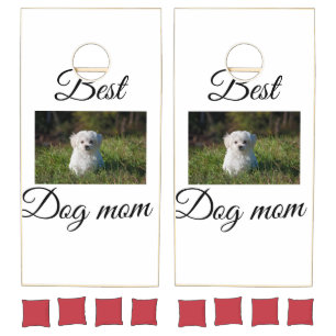 Simple colorful animal add name photo dog mom gift cornhole set