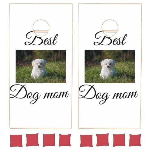 Simple colorful animal add name photo dog mom gift cornhole set