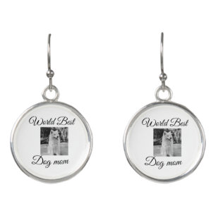 Simple colorful animal add name photo dog mom gift earrings