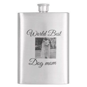 Simple colorful animal add name photo dog mom gift flask