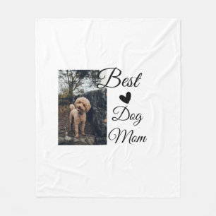 Simple colorful animal add name photo dog mom gift fleece blanket