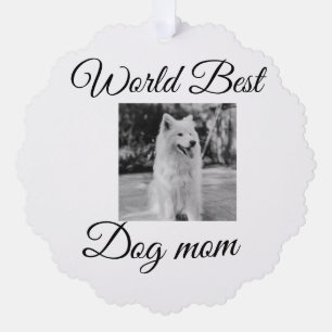 Simple colorful animal add name photo dog mom gift ornament card