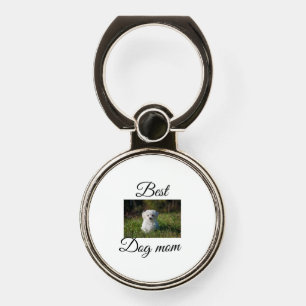 Simple colorful animal add name photo dog mom gift phone ring stand