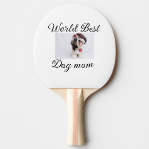 Simple colorful animal add name photo dog mom gift ping pong paddle