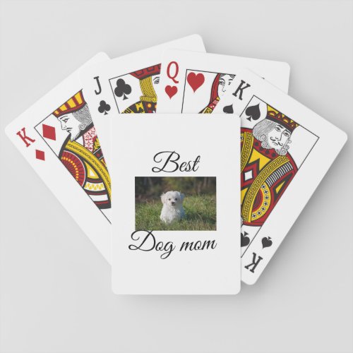 Simple colorful animal add name photo dog mom gift playing cards