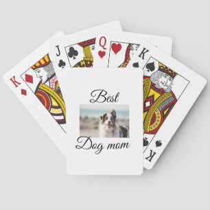 Simple colorful animal add name photo dog mom gift poker cards