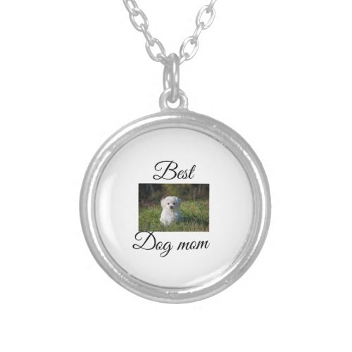 Simple colorful animal add name photo dog mom gift silver plated necklace