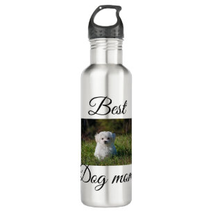 Simple colorful animal add name photo dog mom gift stainless steel water bottle