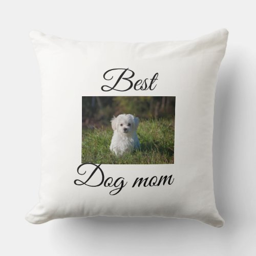 Simple colorful animal add name photo dog mom gift throw pillow