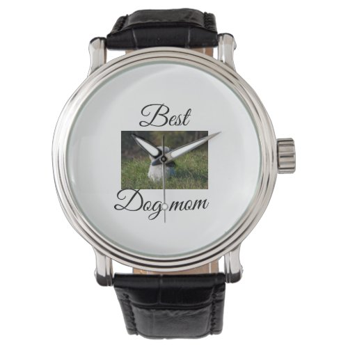 Simple colorful animal add name photo dog mom gift watch
