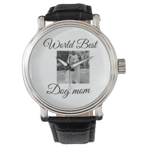 Simple colorful animal add name photo dog mom gift watch