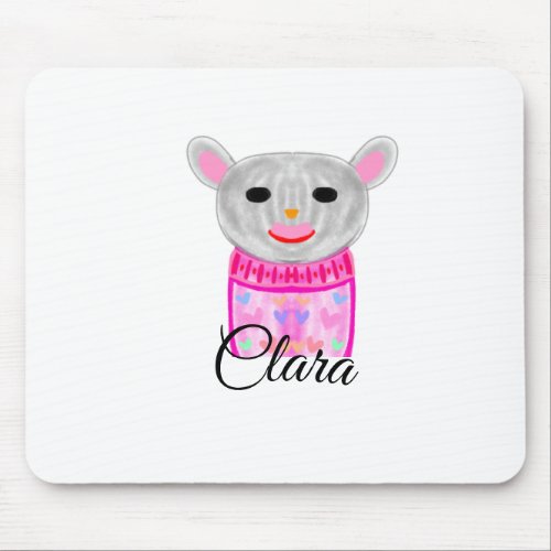 Simple colorful animal watercolor add name custom  mouse pad