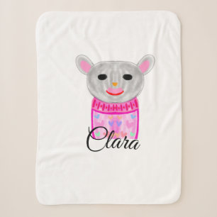 Simple colorful animal watercolor add name custom sherpa blanket