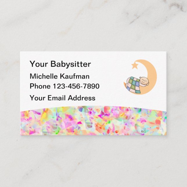 Simple Colorful Babysitter Theme Business Card (Front)