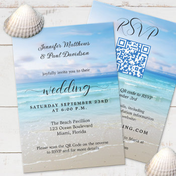 Simple Colorful Beach Qr Wedding Invitation by AnnesWeddingBoutique at Zazzle